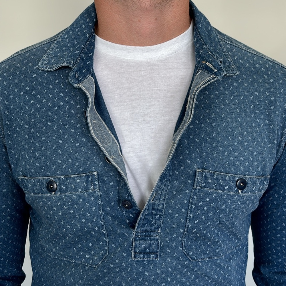 Men’s Patterned Longsleeve Collard Tunic Shirt - Picture 7 of 9